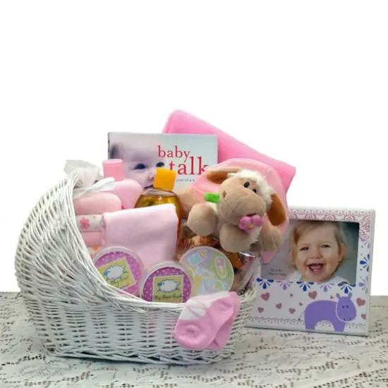 Welcome Baby Bassinet New Baby Girl Basket {1}