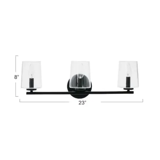Hello Honey® Robert Stevenson Lighting Berkley Metal & Glass 3-Light Vanity Light Matte Black {5}