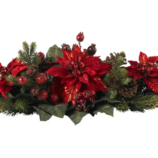 3ft. Red Poinsettia & Berry Centerpiece {4}