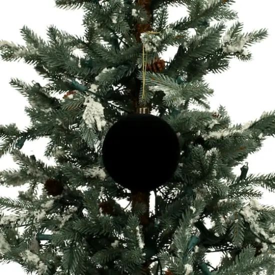 4 Pack 3.8" Flocked Shatterproof Ball Ornaments by Ashland&reg; Black {4}
