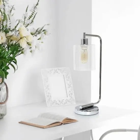 Lalia Home Modern Iron Desk Lamp with Glass Shade Chrome {3}