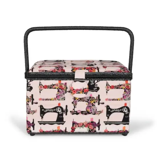 Dritz&reg; Large Pink Sewing Machines Sewing Basket {4}