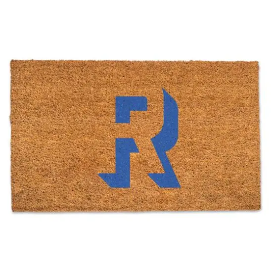 Blue Shadow Monogram Natural Coir Doormat R {1}