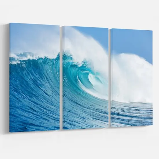 Designart - Blue Ocean Wave - Sea & Shore Photography on Wrapped Canvas set {4}
