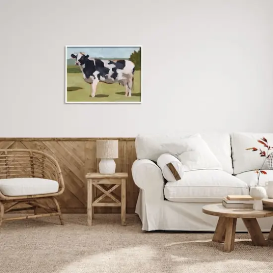 Stupell Industries Dairy Farm Cow Grazing Country Cattle Traditional Painting Framed Wall Art White {4}