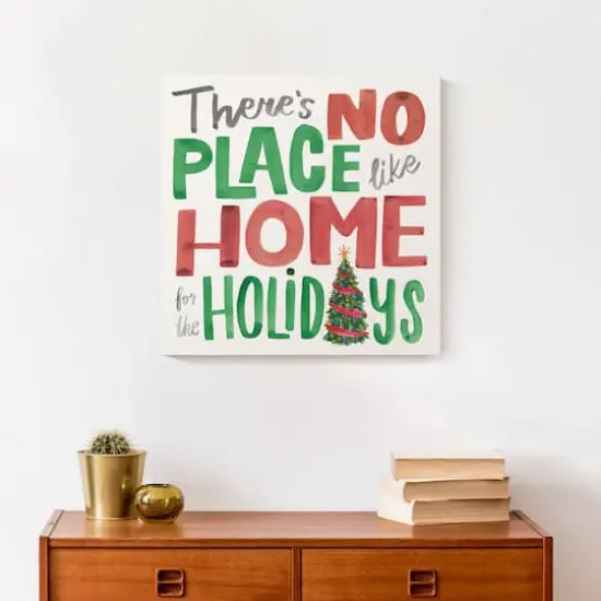 There's No Place like Home for the Holidays Typography Canvas Wall Art {5}