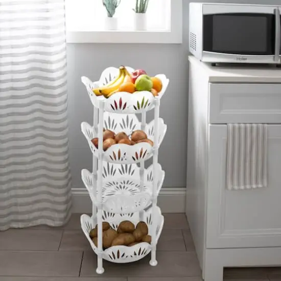 Kitchen Details White 4-Tier Large Basket Shelf {3}