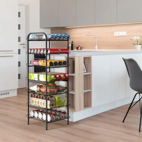 NEX&trade; 43" Black Freestanding 7-Tier Water Bottle Organizer {6}