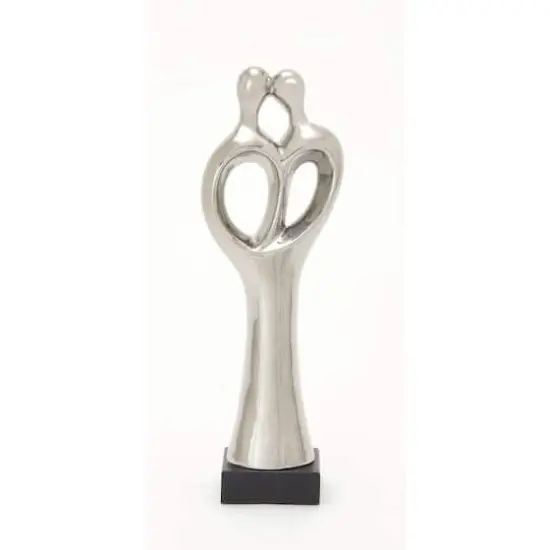 19" Traditional Silver Porcelain Stylized Abstract Couple Sculpture {1}
