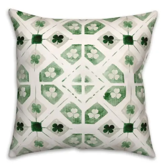 Green Geo Shamrock St. Patrick's Day Throw Pillow {1}