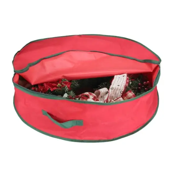 3ft. Red & Green Christmas Wreath Storage Bag {3}