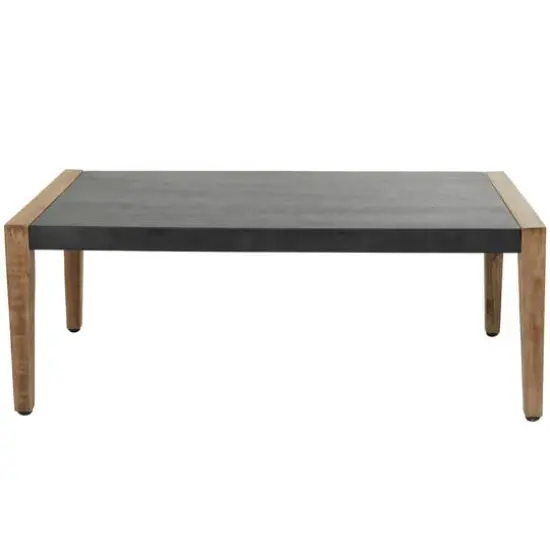 44" Dark Gray Wood Outdoor Coffee Table With Wood Legs {6}