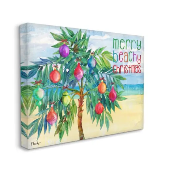 Stupell Industries Merry Beachy Christmas Holiday Palm Canvas Wall Art {4}