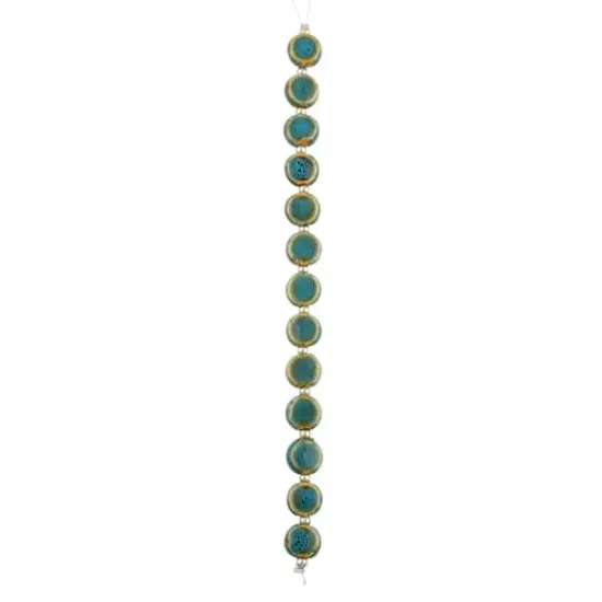 Teal Reactive Glaze Ceramic Flat Round Beads, 11mm by Bead Landing&trade; {4}