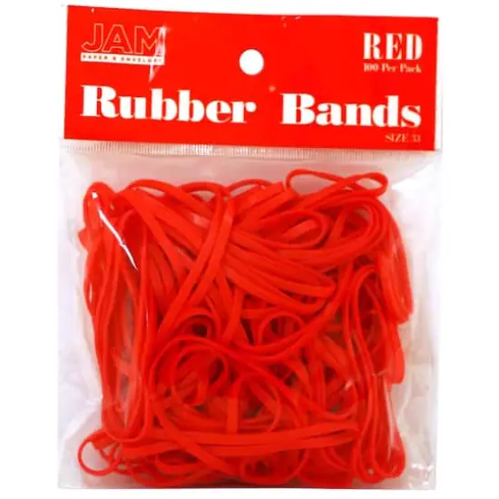 JAM Paper Size 33 Rubber Bands, 100ct. Red {1}