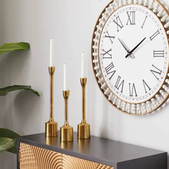 CosmoLiving by Cosmopolitan Set of 3 Gold Candle Holder 14", 12", 10" {7}