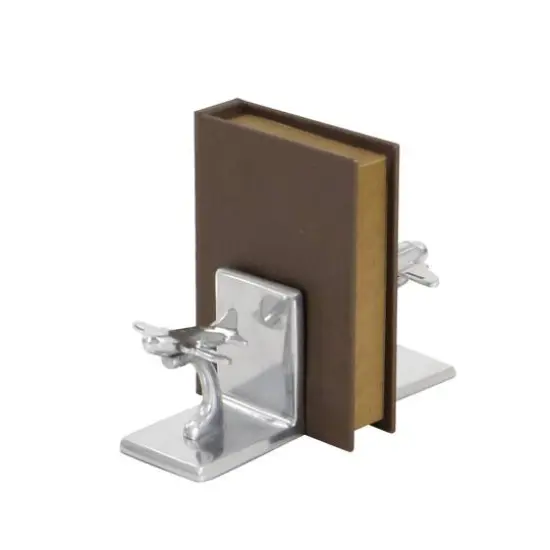 5" Silver Aluminum Contemporary Plane Bookends {3}