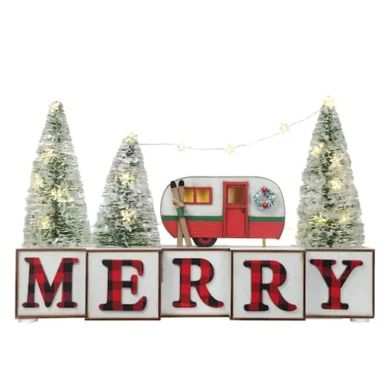 Haute Decor 15" Merry with Car Christmas Wood Blocks {1}