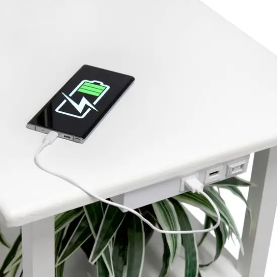 Simple Designs 57" 2 Tier Floor Lamp with USB & Outlet White {10}