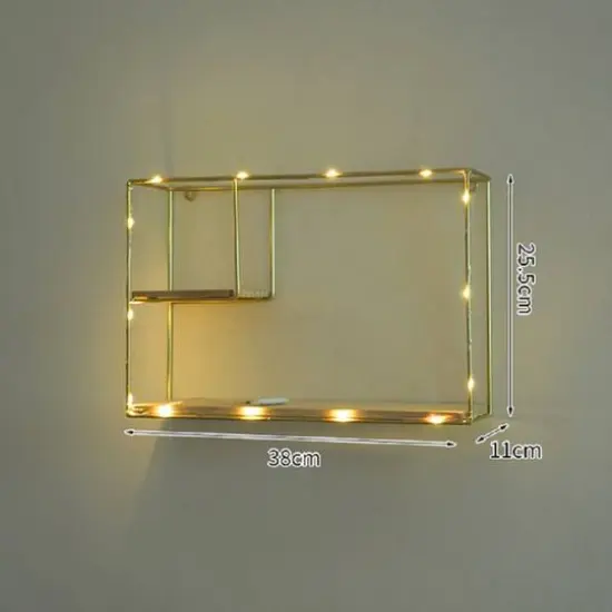 NEX&trade; Gold Iron Rectangular Wall Hanging Basket Shelf {3}