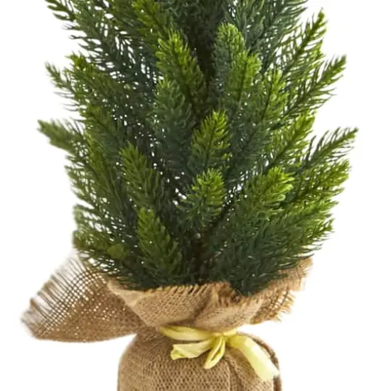 3 Pack 15" Unlit Mini Cypress & Pine Artificial Christmas Trees with Burlap Base {4}