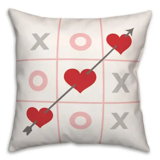 Tic Tac Toe Hearts 16" x 16" Throw Pillow {1}