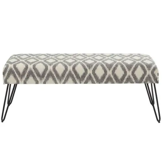 47" Gray Metal Diamond Bench with Metal Hairpin Legs {6}