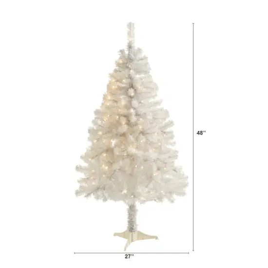 4ft. Pre-Lit White Artificial Christmas Tree, Clear LED Lights {7}