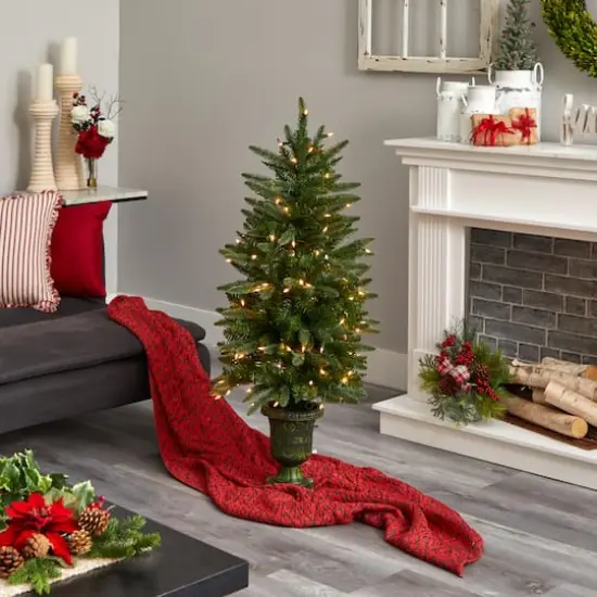 4ft. Pre-Lit Artificial Christmas Tree, Clear LED Lights {9}