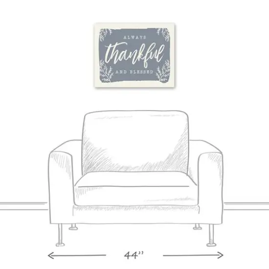 Always Thankful Blue Cream Canvas Wall Art {6}