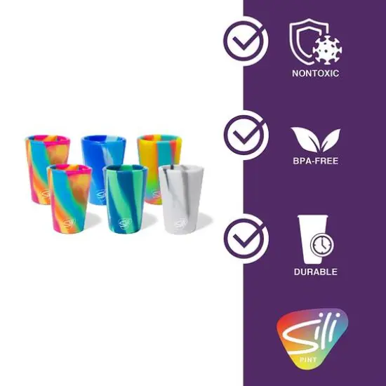 Silipint&reg; 1.5oz. Mixed Multicolor Swirl Silicone Shot-Glasses, 6ct. {4}