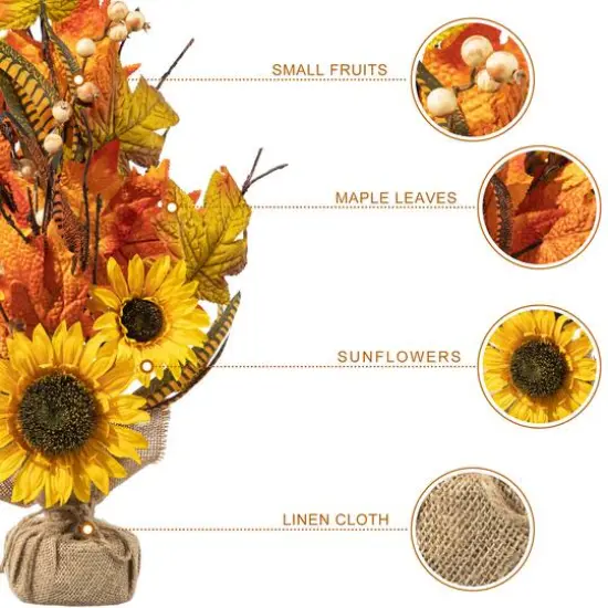 Glitzhome&reg; 21" Fall Sunflower Leaf Table Tree {7}