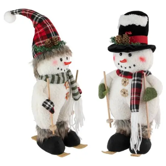 15" Winter Skiing Snowmen Christmas Table Top Decoration Set {9}