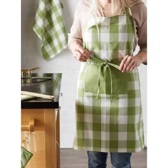 DII&reg; Buffalo Check Chef Apron Antique Green {8}