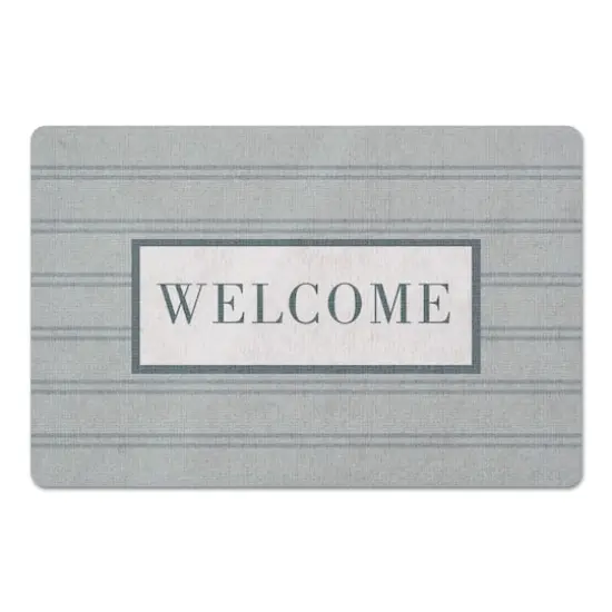 Welcome Stripe Floor Mat Blue/Blue {1}