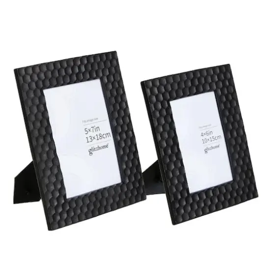 Glitzhome&reg; Black Honeycomb Resin Tabletop Picture Frame Set {1}