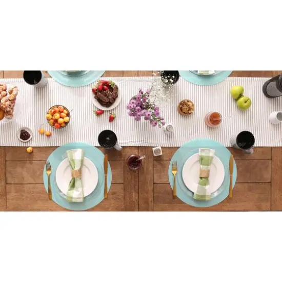 DII&reg; Round Double Frame Placemats, 6ct. Aqua {6}