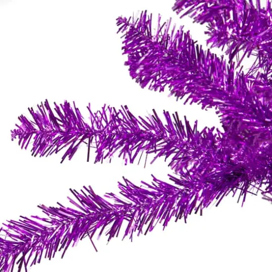 6ft. Unlit Metallic Purple Tinsel Artificial Christmas Tree {3}