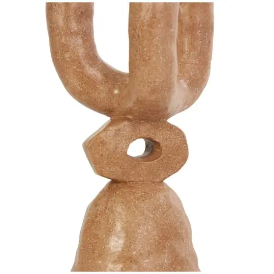 11" Brown Speckled Abstract Totem 3 Taper Candle Candelabra {6}