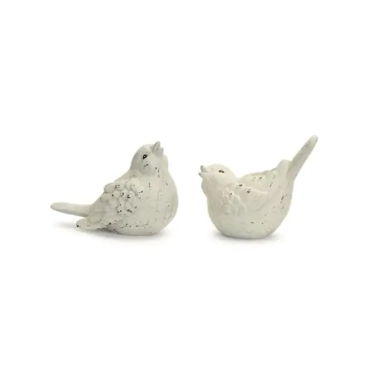 Ivory Terra Cotta Bird Figurines Set {4}