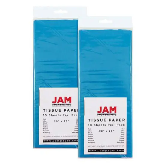 JAM Paper 20" x 26" Tissue Paper, 2 Packs of 10 Sheets Bright Blue {1}
