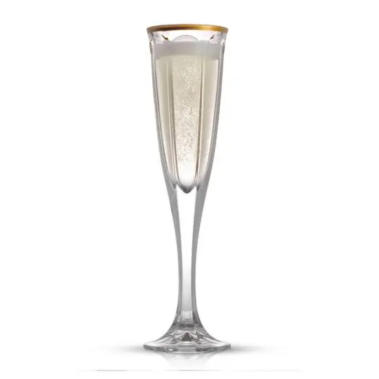 JoyJolt&reg; 4.3oz. Gold Rimmed Windsor Crystal Champagne Flutes, 2ct. {4}