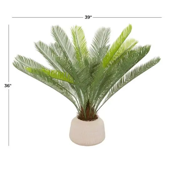 3ft. Green Sago Palm Faux Foliage Artificial Plant with Pink Ceramic Pot {7}