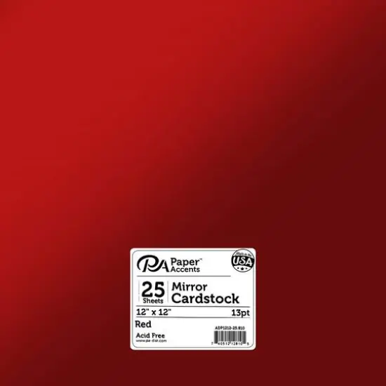 PA Paper&trade; Accents 12" x 12" Mirror Cardstock, 25 Sheets Red {1}
