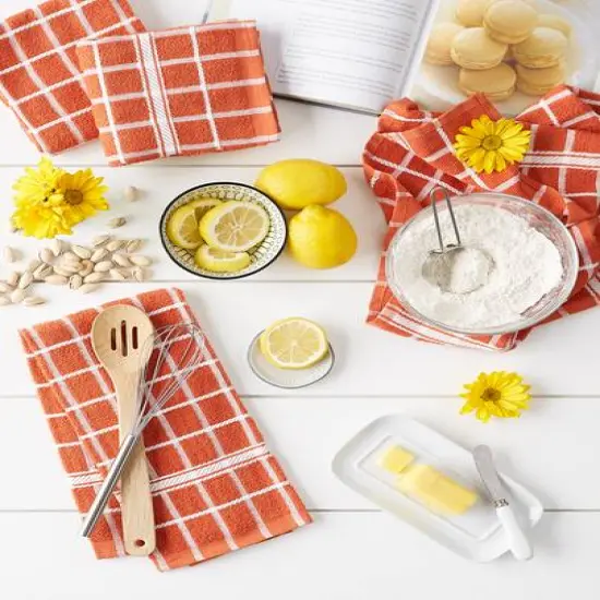 DII&reg; Solid Windowpane Terry Dishtowels, 4ct. Spice {7}