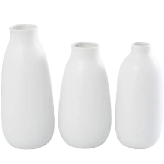 White Ceramic Vase with Black Lavender Prints Set {4}