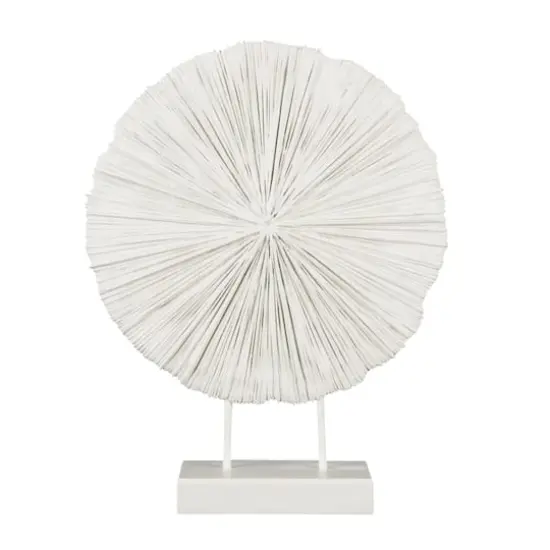 23" Cream Resin Coral Textured Round Sculpture {1}