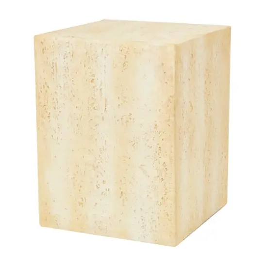 18" Natural Textured Wood Grain Outdoor Accent Table Cream {1}