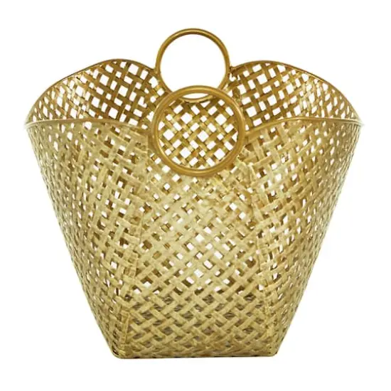 Gold Metal Contemporary Storage Basket {2}