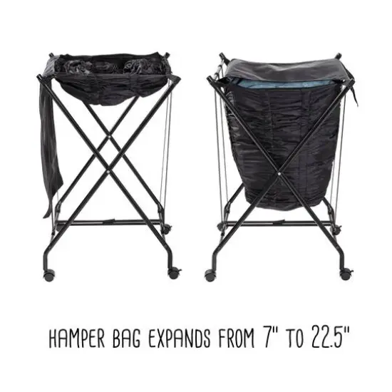Honey Can Do Black Single Bounce Back Hamper with Wheels and Lid {17}